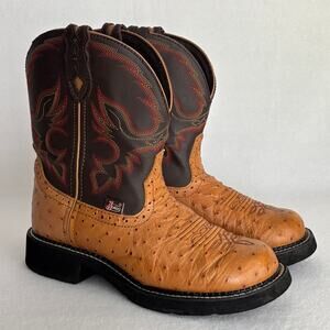 Justin Gypsy L9900 Western Cowgirl Boots Ostrich Print Leather Women's 8.5B